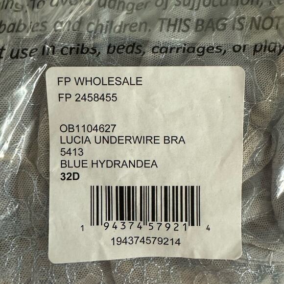 Free People Size 32D Lucia Lace Convertible Underwire Lightly Lined Bra Blue NEW - Picture 8 of 8